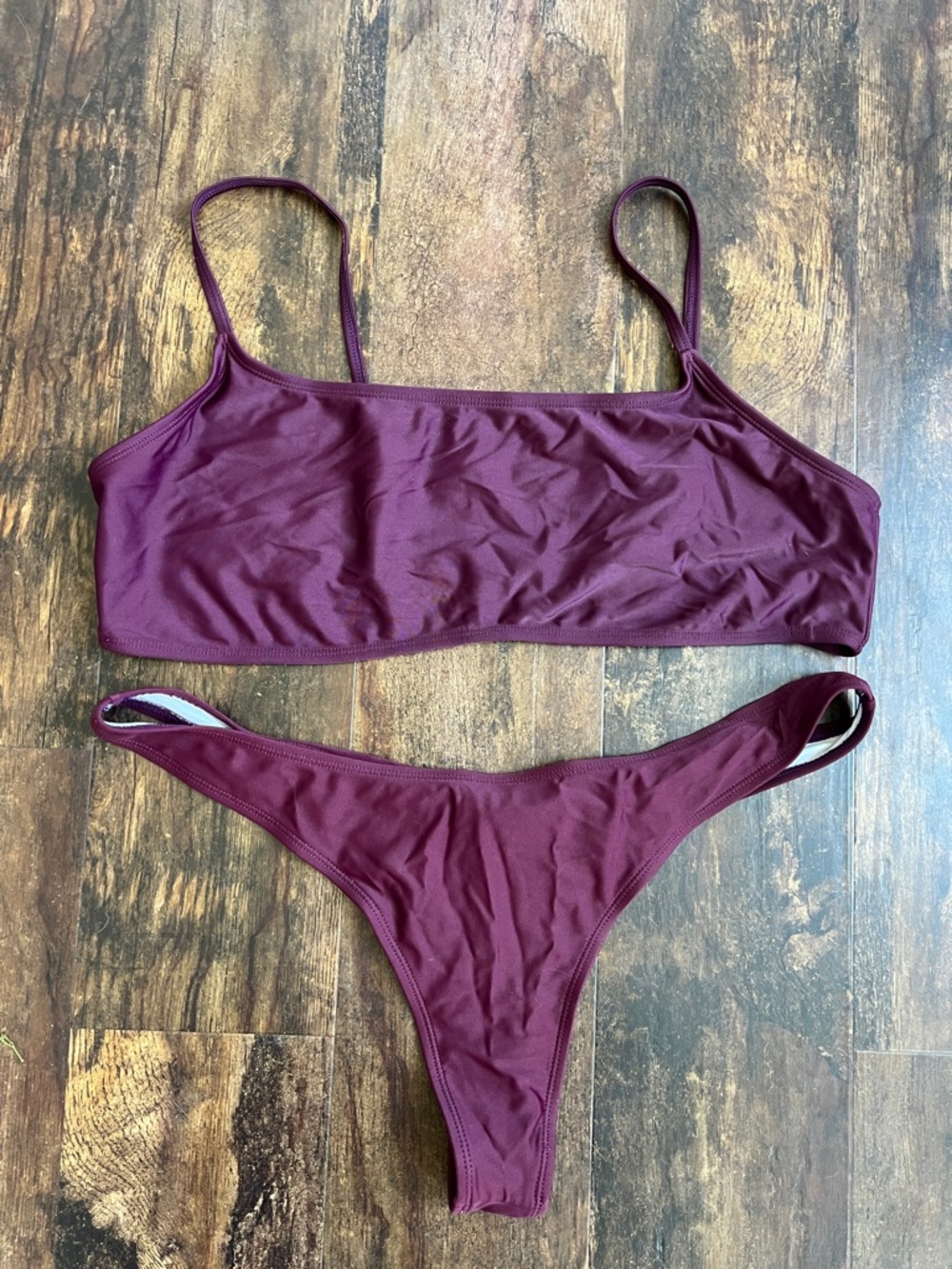 Amazon Women's Maroon thong Bikini Set